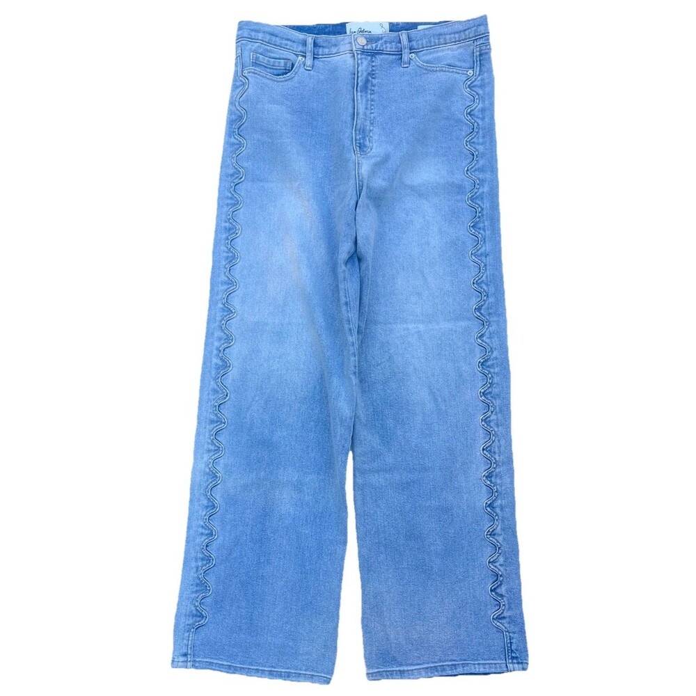 Sam Edelman Blue Jeans Size 31 Cody High Rise Wide Leg Side Detail